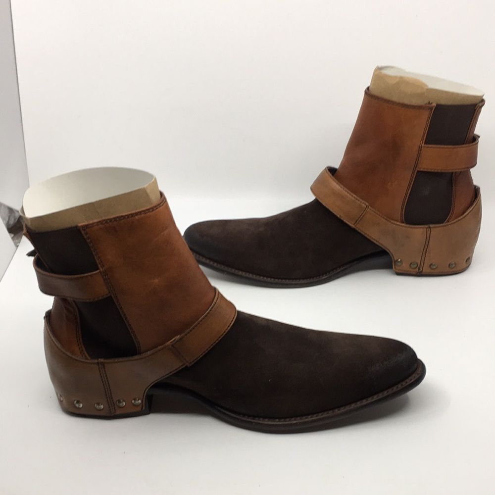 Marco Delli Tyler Ankle Boots mahogany suede and British tan leather Sz EU 42 M9 - Picture 14 of 16